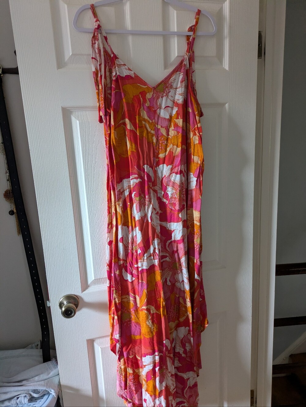 Vince Camuto Floral Wide Zip Wide Leg Jumpsuit Medium Large Tie Strap